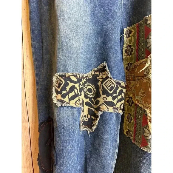 Blue Velvet Boutique Patchwork Oversized Overalls Women's Size S READ - Picture 8 of 11